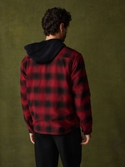 Red Borg Lined Hooded Check Shacket - Image 3 of 5