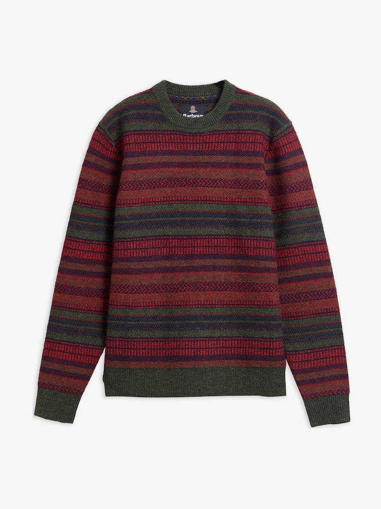 Barbour® Green Highsted Fairisle Crew Neck Sweater - Image 5 of 5 Barbour® Green Highsted Fairisle Crew Neck Sweater - Image 5 of 5
