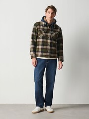 Green Borg Lined Hooded Check Shacket - Image 2 of 5