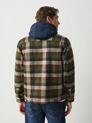 Green Borg Lined Hooded Check Shacket - Image 3 of 5