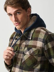 Green Borg Lined Hooded Check Shacket - Image 4 of 5