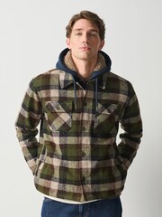 Green Borg Lined Hooded Check Shacket - Image 5 of 5