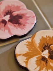 Poodle & Blonde Set of 4 Pink Pansy Coasters - Image 3 of 4