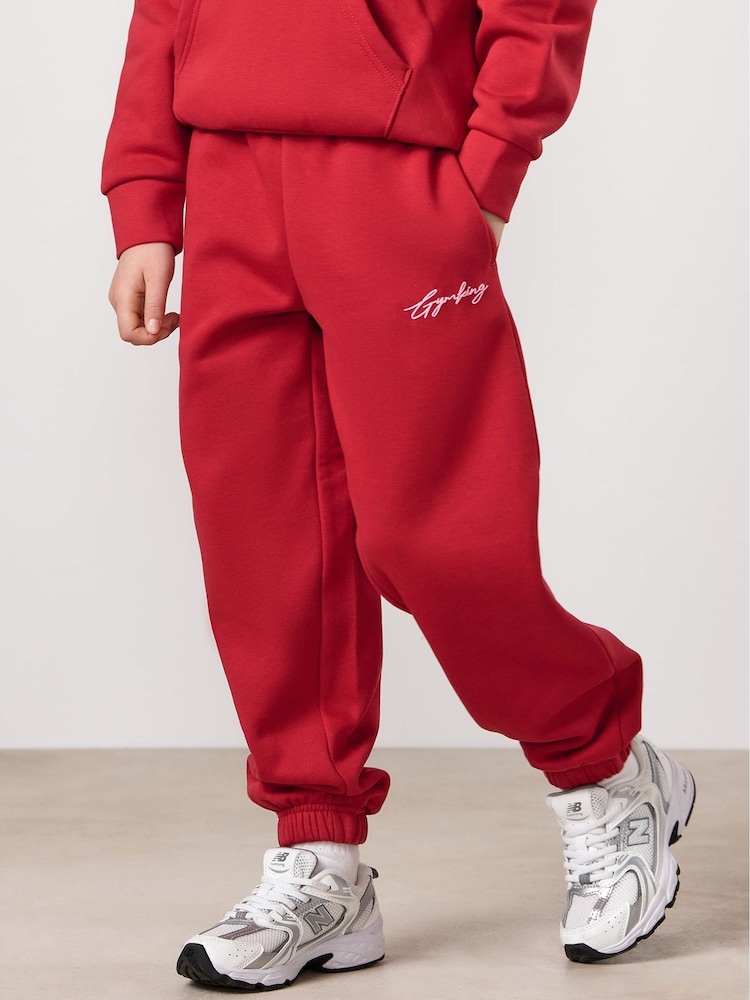 Gym King Red Script Relaxed Fit Joggers - Image 1 of 6 Gym King Red Script Relaxed Fit Joggers - Image 1 of 6