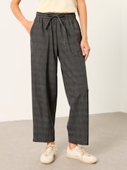 FatFace Alev Grey Petite Tapered Check Trousers - Image 1 of 6