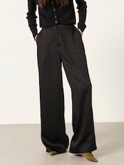 FatFace Maddie Black Petite Polka Dot Trousers - Image 1 of 6