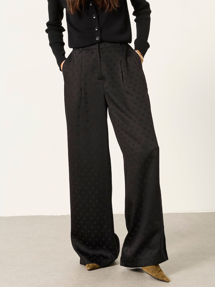 FatFace Maddie Black Petite Polka Dot Trousers - Image 1 of 6 FatFace Maddie Black Petite Polka Dot Trousers - Image 1 of 6