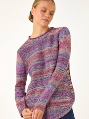 Roman Purple Spacedye Curved Hem Jumper - Image 1 of 5