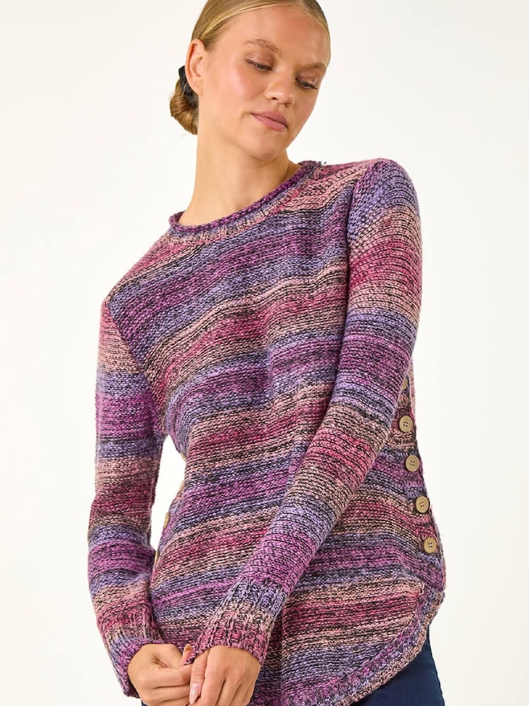 Roman Purple Spacedye Curved Hem Jumper - Image 1 of 5