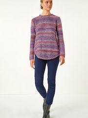 Roman Purple Spacedye Curved Hem Jumper - Image 4 of 5