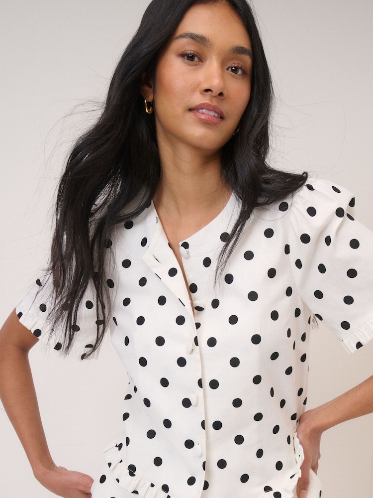 Nobodys Child Cream Ronne Frill Button Through Top - Image 1 of 5