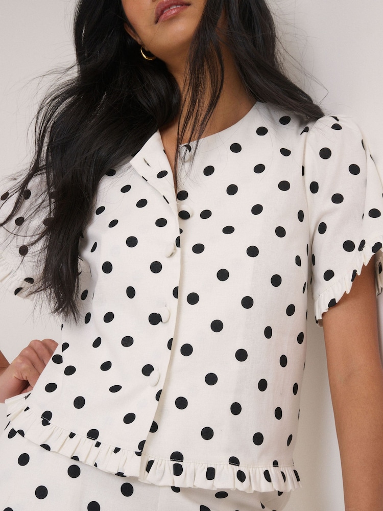 Nobodys Child Cream Ronne Frill Button Through Top - Image 5 of 5