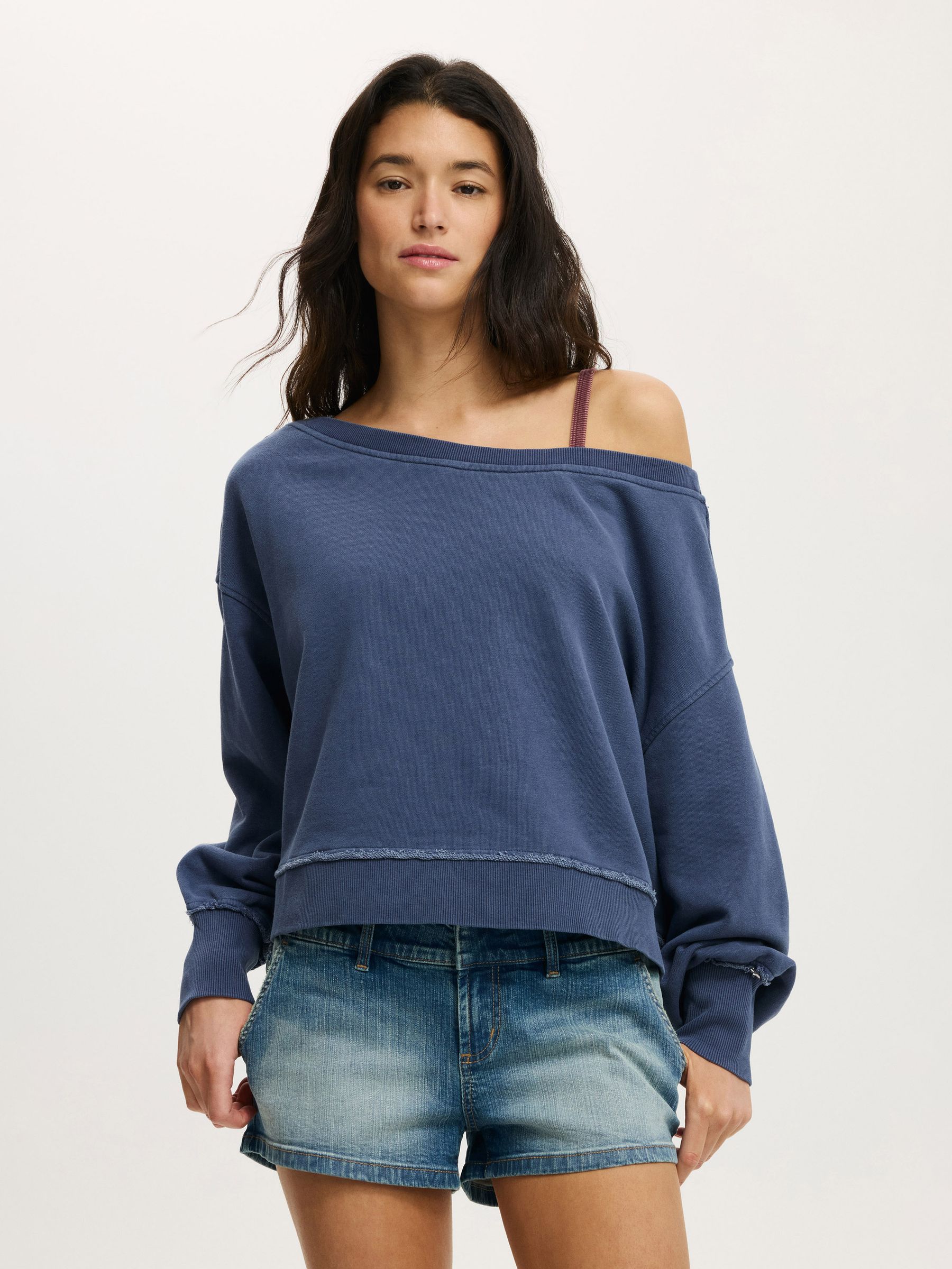 Buy Cotton On Blue Off Shoulder Sweatshirt from Next USA