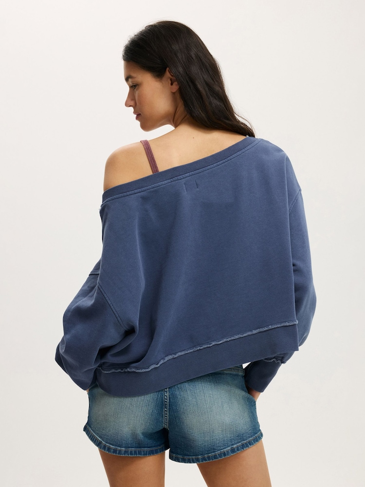 Cotton On סווטשירט עם מחשוף כתפיים - תמונה 2 מתוך 4