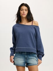 Cotton On סווטשירט עם מחשוף כתפיים - תמונה 3 מתוך 4