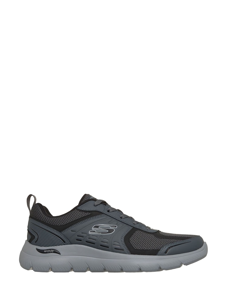 Skechers Grey Arch Fit Summits Leege Trainers - Image 1 of 5