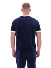 Fila Blue Basilio Velour With Piping Knitted T-Shirt - Image 3 of 6