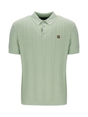 Fila Green Barns Knitted Cable Pattern Polo Shirt - Image 5 of 6