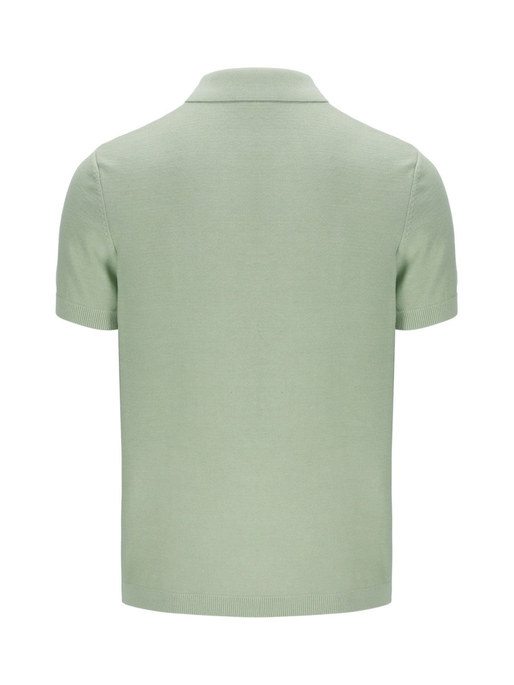 Fila Green Barns Knitted Cable Pattern Polo Shirt - Image 6 of 6