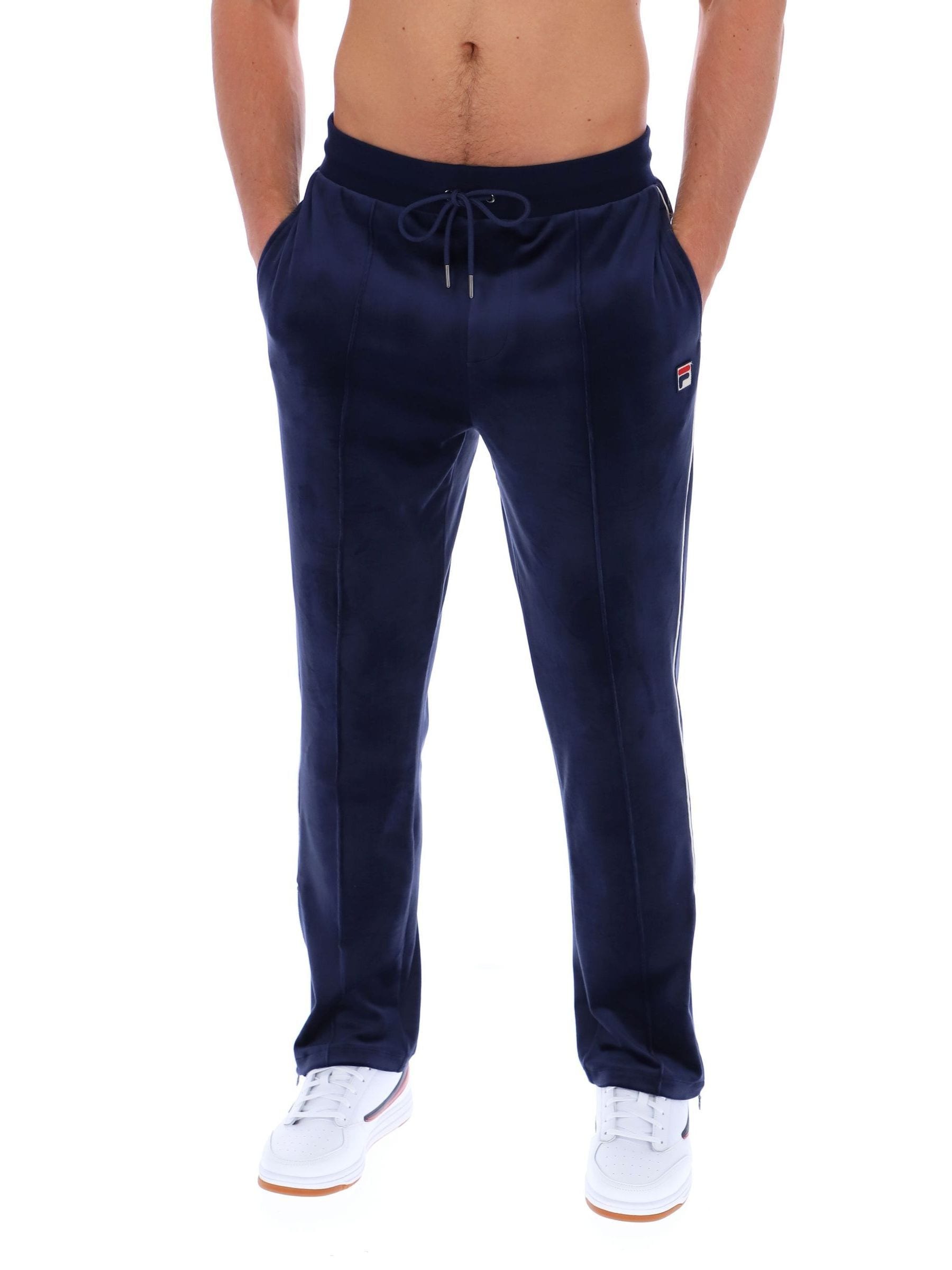 Buy Fila Blue Fiovelour Straight Leg Joggers With Side Zip from