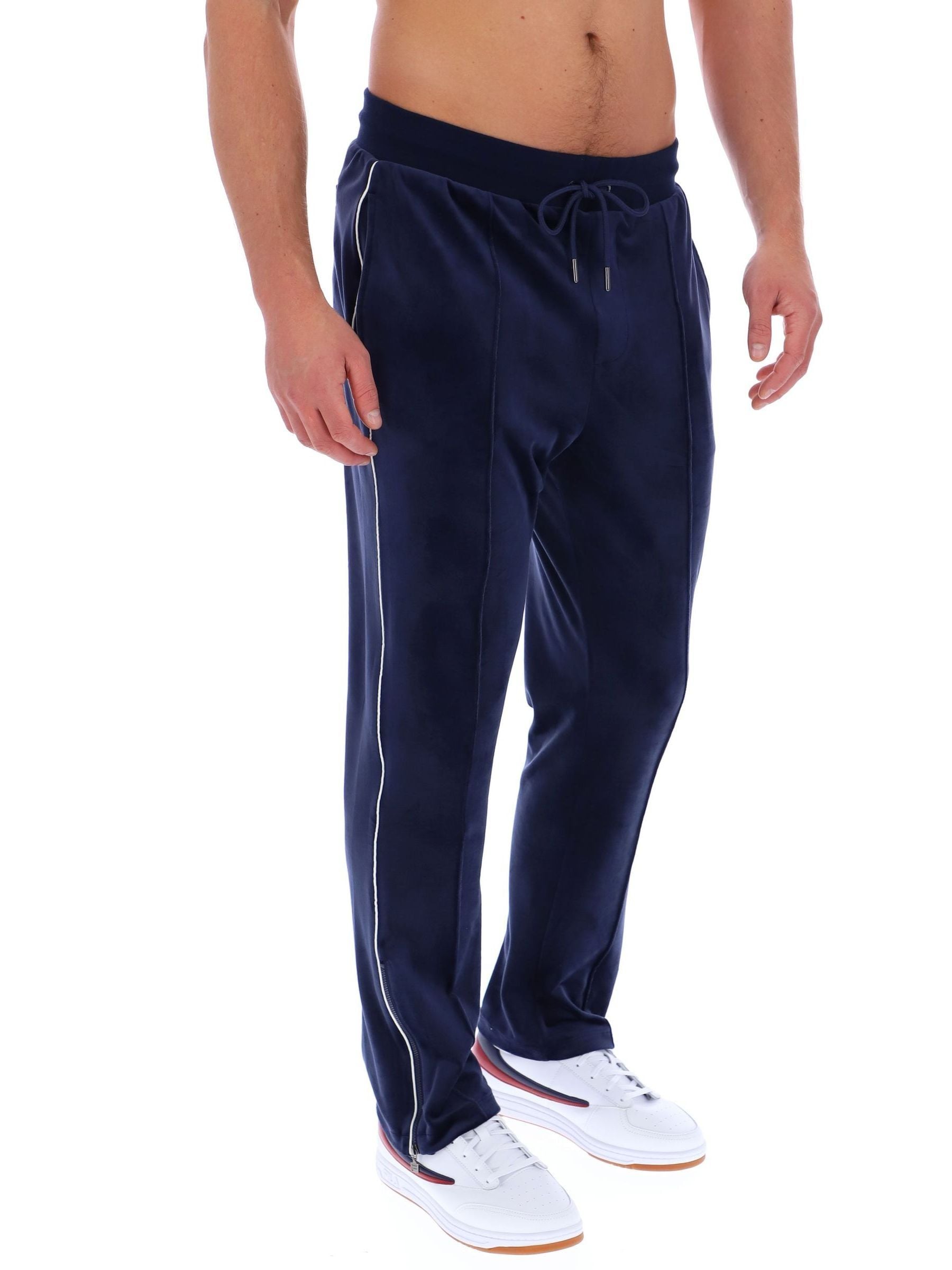 Buy Fila Blue Fiovelour Straight Leg Joggers With Side Zip from