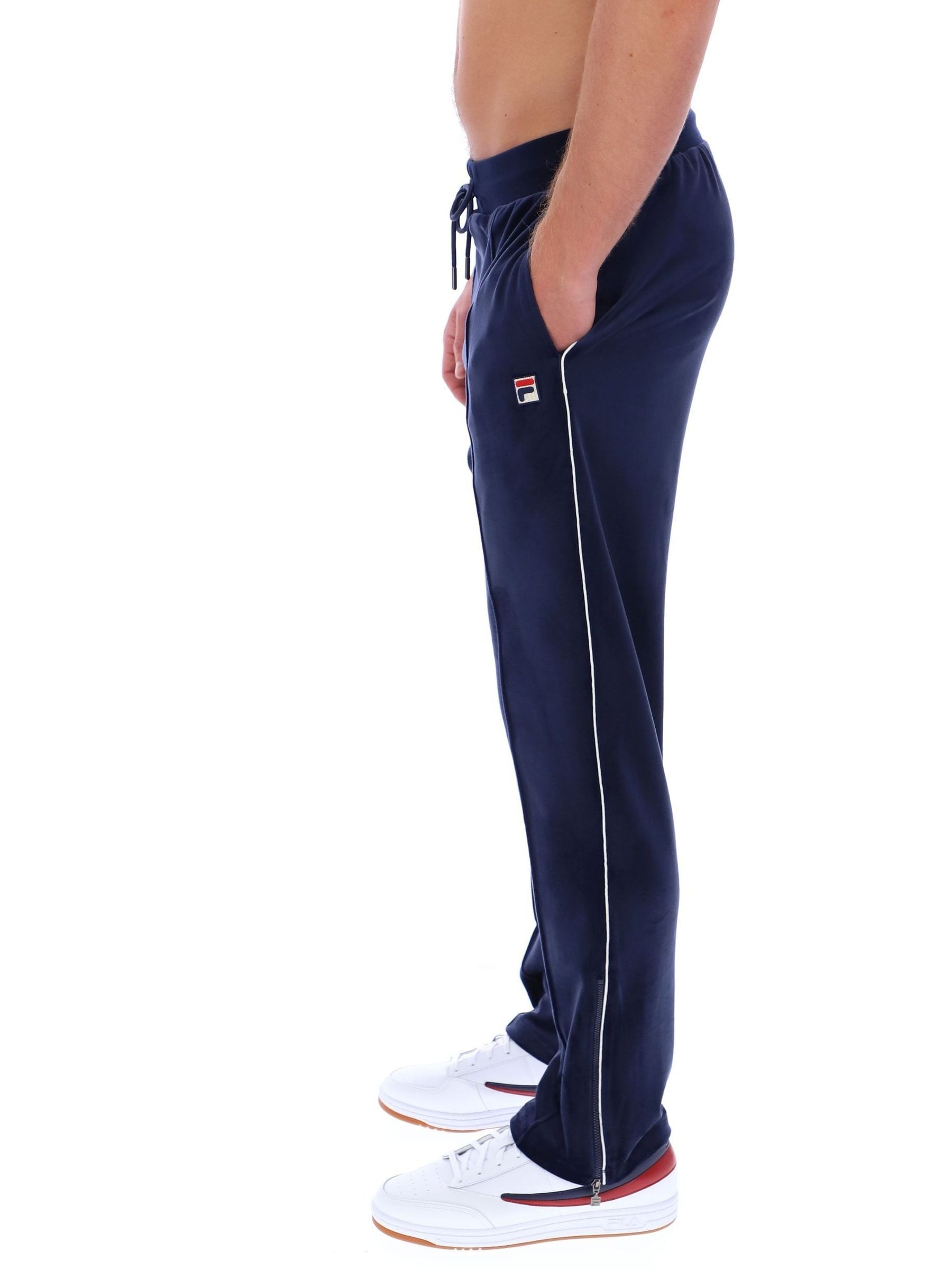 Buy Fila Blue Fiovelour Straight Leg Joggers With Side Zip from