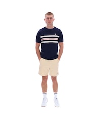 Fila Blue Gerardomesh Stripe Knitted T-Shirt - Image 2 of 6