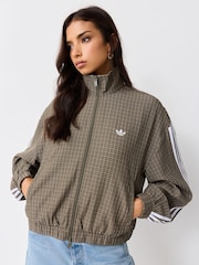 adidas Originals Olive Green Checks Twill Balloon Tracktop Jacket - Image 1 of 5