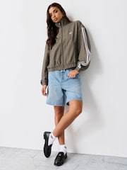 adidas Originals Olive Green Checks Twill Balloon Tracktop Jacket - Image 2 of 5