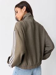 adidas Originals Olive Green Checks Twill Balloon Tracktop Jacket - Image 3 of 5