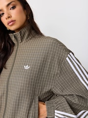 adidas Originals Olive Green Checks Twill Balloon Tracktop Jacket - Image 4 of 5