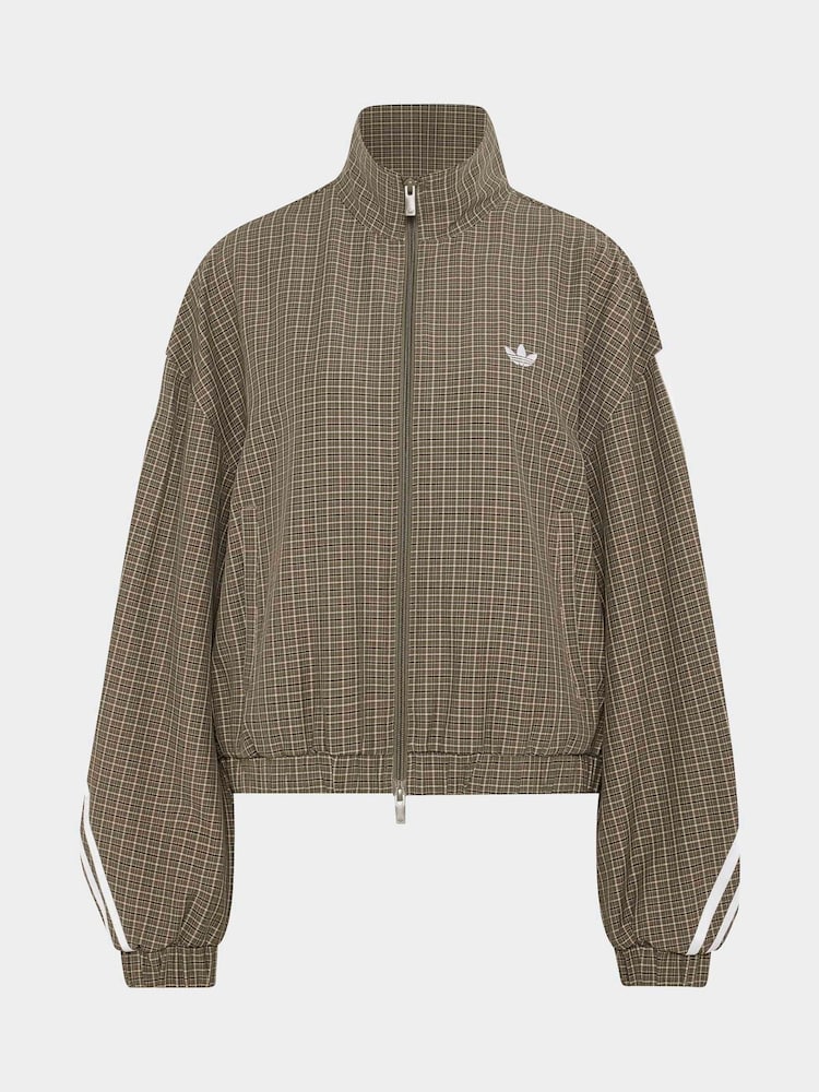 adidas Originals Olive Green Checks Twill Balloon Tracktop Jacket - Image 5 of 5 adidas Originals Olive Green Checks Twill Balloon Tracktop Jacket - Image 5 of 5