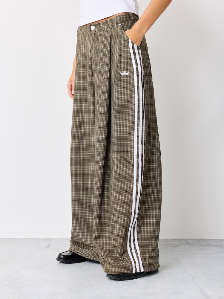 adidas Originals Olive Green Check Trousers - Image 1 of 5 adidas Originals Olive Green Check Trousers - Image 1 of 5