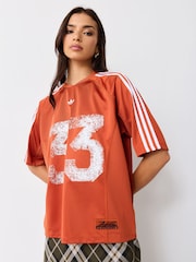 Oranžs - adidas Originals lielizmēra vintage džersejas krekls - Attēls 1 no 4