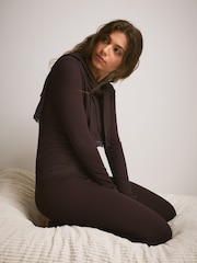 Chocolate Brown Base Layer Lace Trim Long Sleeve Thermal - Image 4 of 7