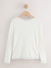 Ecru Base Layer Lace Trim Long Sleeve Thermal - Image 4 of 6