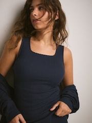 أزرق داكن أزرق - Cosy Pointelle Thermal Vest - صورة 1 من 4
