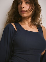 أزرق داكن أزرق - Cosy Pointelle Thermal Vest - صورة 2 من 4