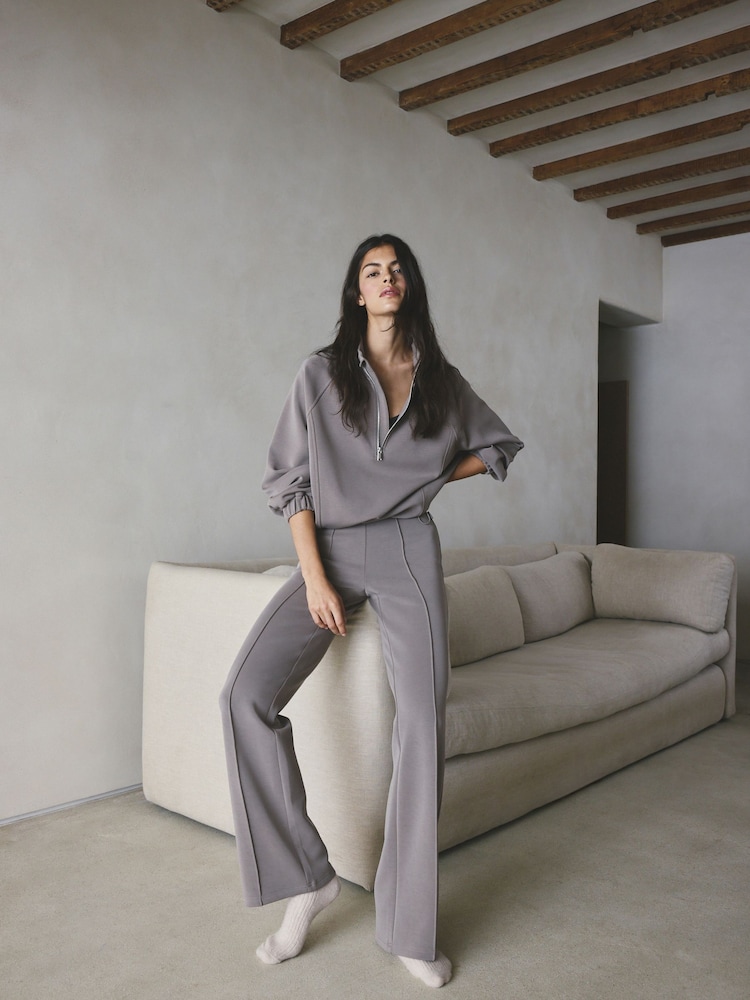 Taupe Scuba Brushed Thermal Trousers - Image 2 of 7