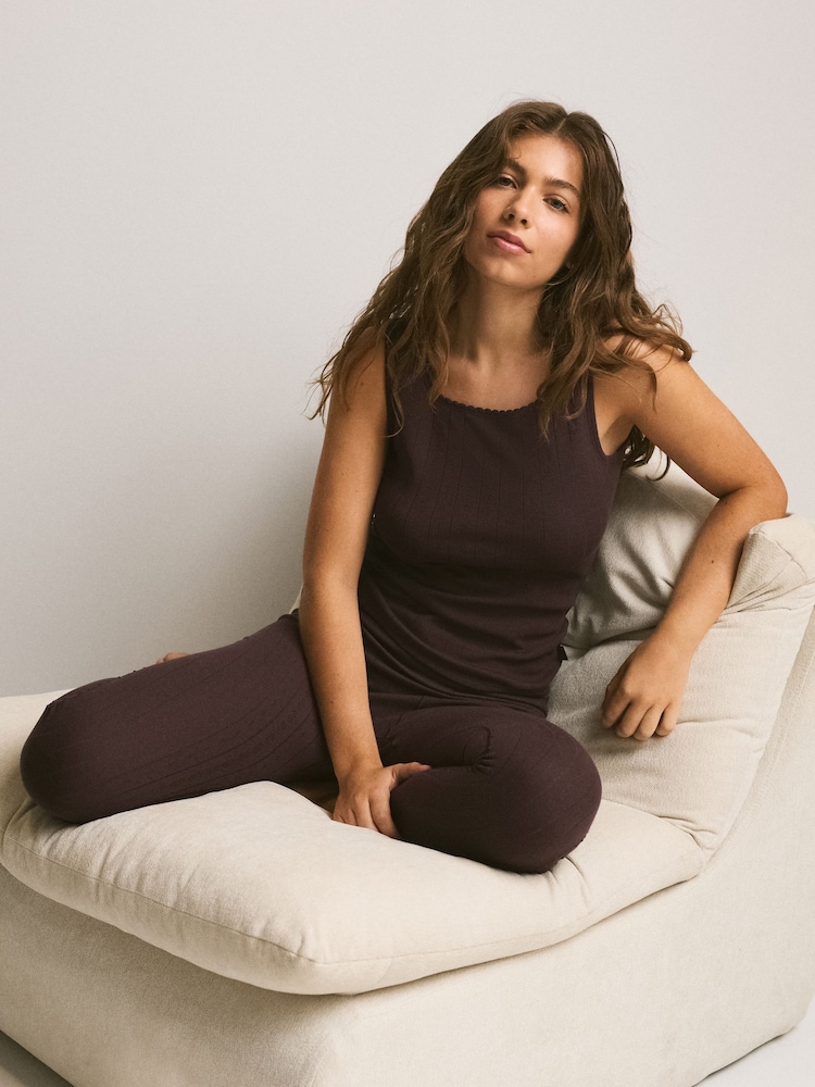 Коричнево-шоколадный - Cosy Pointelle Thermal Vest - Изображение 2 5 Коричнево-шоколадный - Cosy Pointelle Thermal Vest - Изображение 2 5