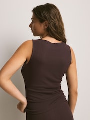 Коричнево-шоколадный - Cosy Pointelle Thermal Vest - Изображение 3 5