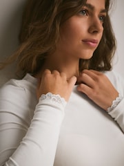 Cream Thermal Base Layer Lace Trim Bodysuit - Image 3 of 7
