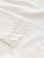 Cream Thermal Base Layer Lace Trim Bodysuit - Image 5 of 7