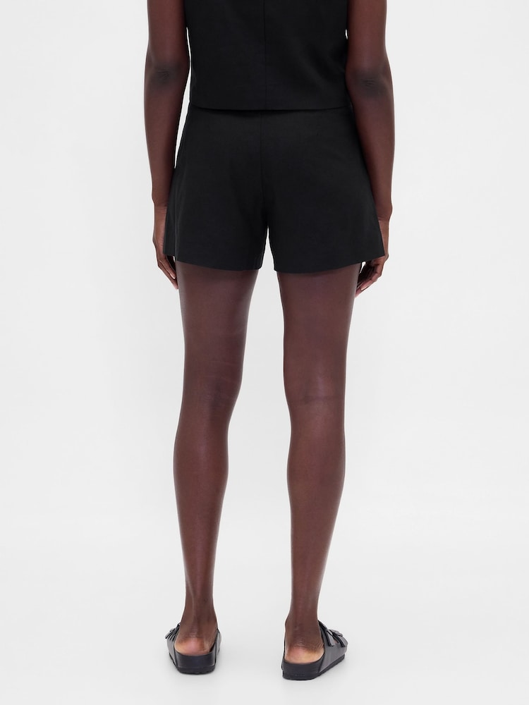 Gap Black 4inch Mid Rise Linen-Blend Shorts - Image 2 of 5