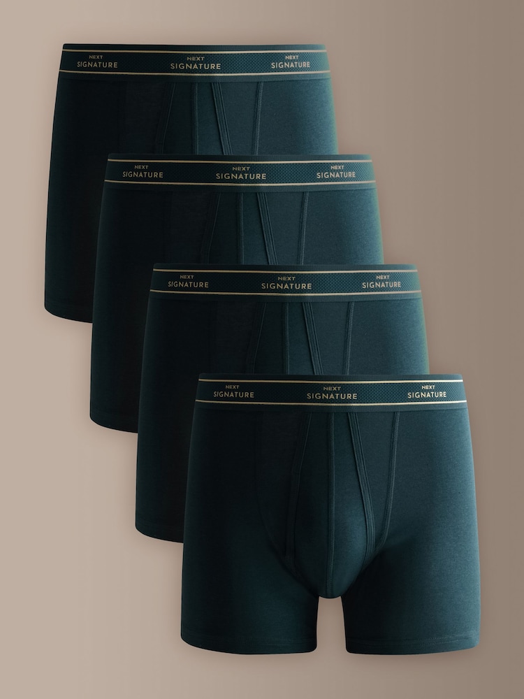 Blue Modal 4 pack Signature A-Front Cotton Rich Boxers - Image 1 of 11 Blue Modal 4 pack Signature A-Front Cotton Rich Boxers - Image 1 of 11
