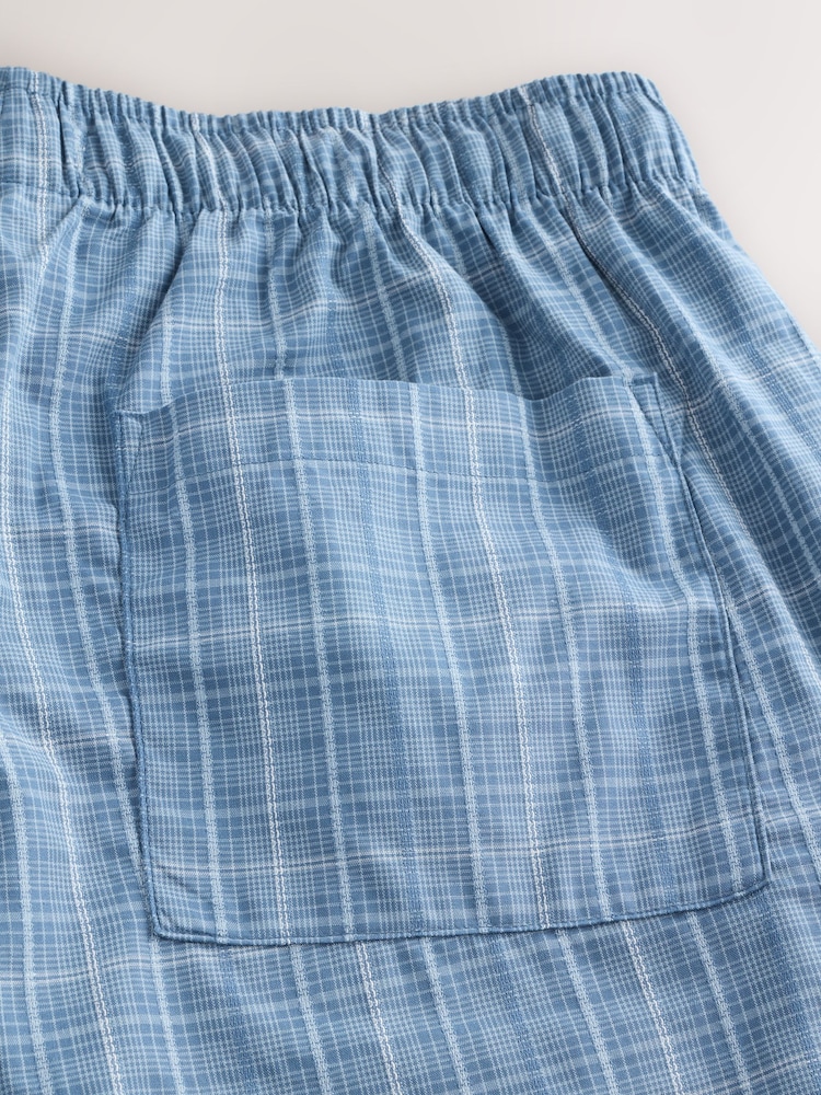 Blue Short Sleeve Check Button Through Pyjamas Set - Image 12 of 12