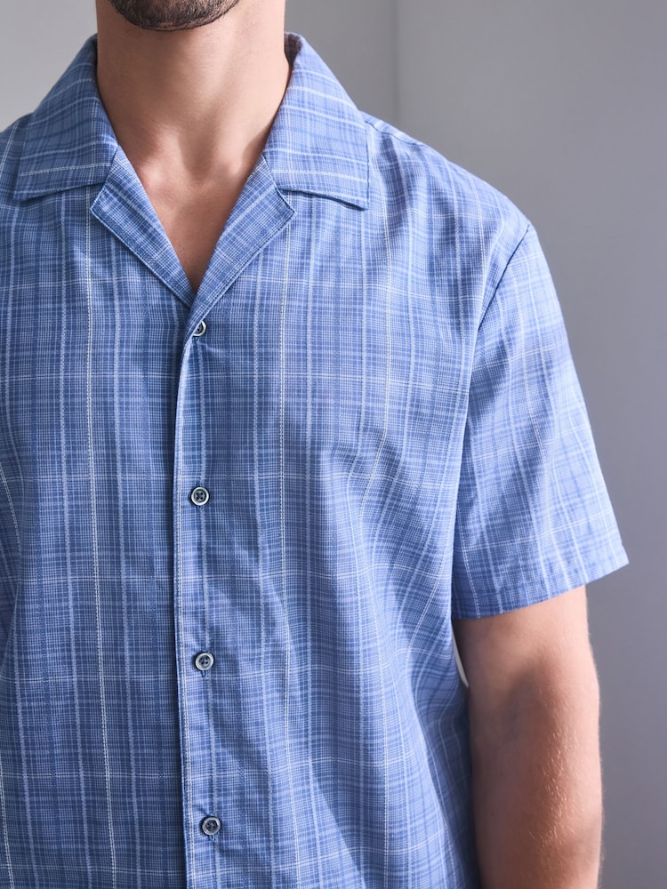 Azul - Short Sleeve Check Button Through Pyjamas Set - Imagen 8 de 8 Azul - Short Sleeve Check Button Through Pyjamas Set - Imagen 8 de 8