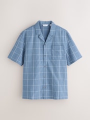 Blue Short Sleeve Check Button Through Pyjamas Set - Image 9 of 12