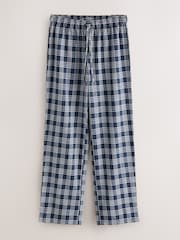 Navy Blue Long Sleeve Check Button Through Pyjamas Set - Image 10 of 12