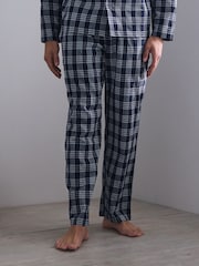 Navy Blue Long Sleeve Check Button Through Pyjamas Set - Image 2 of 7